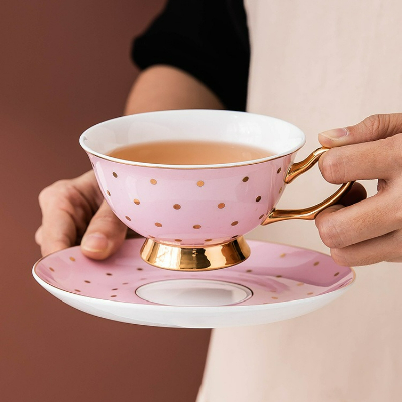 Coffee Tea Sugar Set - Tazas de Café de Cerámica Rosa