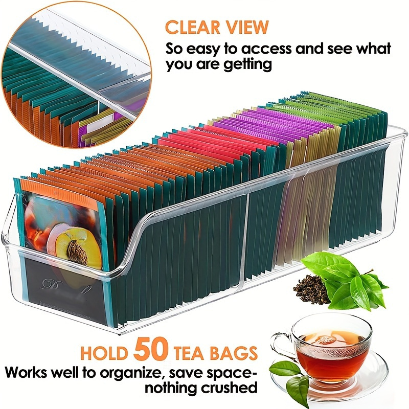Coffee Tea Sugar Set - Caja organizadora transparente para bolsitas de