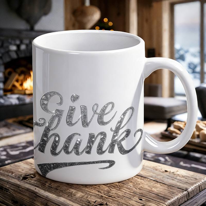 Coffee Tea Font - Taza de Cerámica con Letras Plateadas