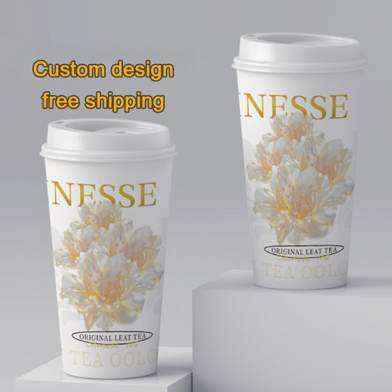 Coffee Tea Logo - Taza de papel desechable gruesa personalizada