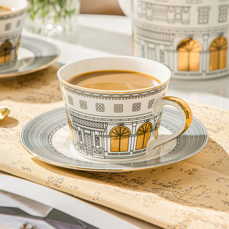 Coffee Tea Sugar Set - Taza arquitectónica y platillo, taza de