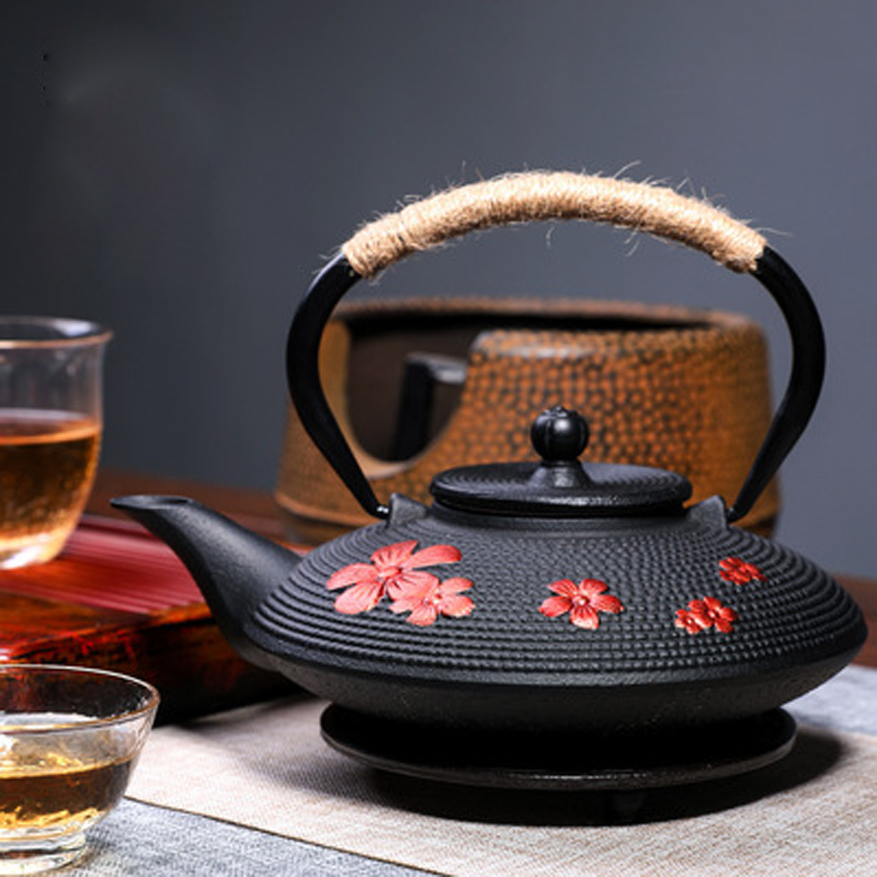 Tetera de hoja de bambú con fl - Cast Iron Teapot reseña y precio
