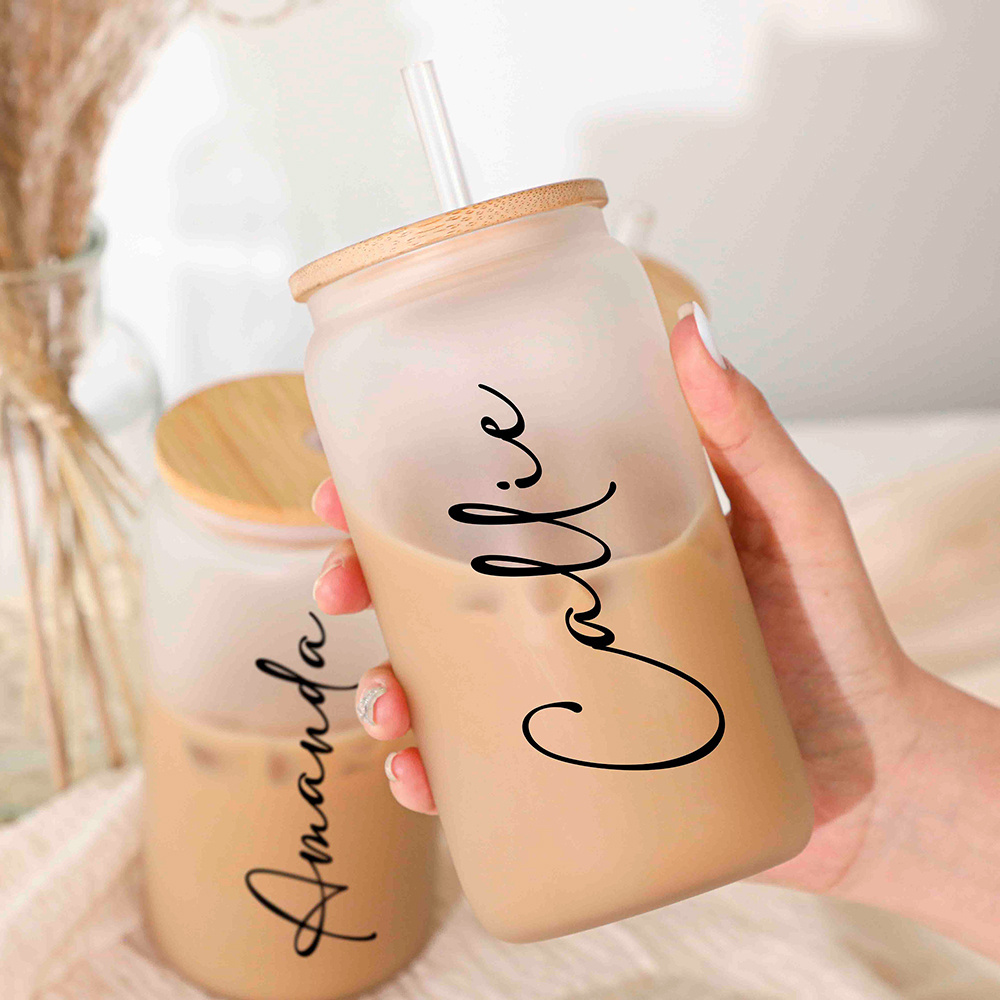 Vaso de Vidrio con Tapa de Bam - Coffee Tea Font reseña y precio